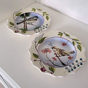 Home Interiors, ceramic plates with birds and scalloped edges. Fun decor!